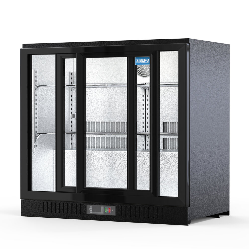 SIBERO 220L Bar Koelkast – Compacte Horeca Koeling met 2 Glazen Schuifdeuren – Energiezuinige Drankkoelkast – Zwart Design SIBERO 220L Bar Koelkast – Compacte Horeca Koeling met 2 Glazen Schuifdeuren – Energiezuinige Drankkoelkast – Zwart Design