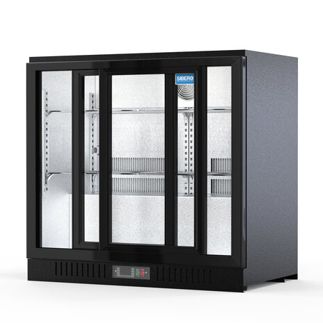 SIBERO 220L Bar Koelkast – Compacte Horeca Koeling met 2 Glazen Schuifdeuren – Energiezuinige Drankkoelkast – Zwart Design SIBERO 220L Bar Koelkast – Compacte Horeca Koeling met 2 Glazen Schuifdeuren – Energiezuinige Drankkoelkast – Zwart Design