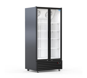 SIBERO 2-Deurs Horeca Koelkast 750L – Zwart/Wit – Glasdeuren