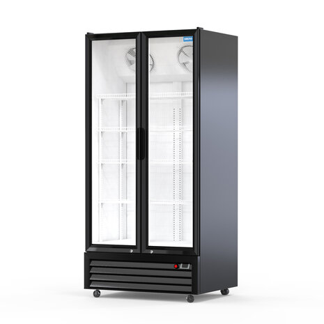 SIBERO Horeca Display Koelkast 750L – 2 Deurs – Geventileerde Koeling – Glasdeuren – Zwart Buiten / Wit Binnen – 1120×590×1995 mm SIBERO Horeca Display Koelkast 750L – 2 Deurs – Geventileerde Koeling – Glasdeuren – Zwart Buiten / Wit Binnen – 1120×590×1995 mm