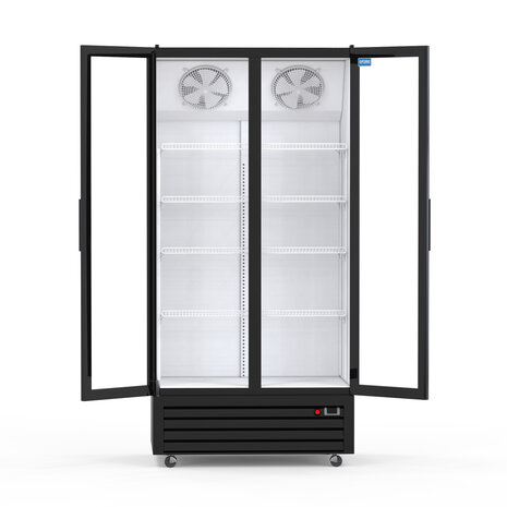 SIBERO Horeca Display Koelkast 750L – 2 Deurs – Geventileerde Koeling – Glasdeuren – Zwart Buiten / Wit Binnen – 1120×590×1995 mm SIBERO Horeca Display Koelkast 750L – 2 Deurs – Geventileerde Koeling – Glasdeuren – Zwart Buiten / Wit Binnen – 1120×590×1995 mm