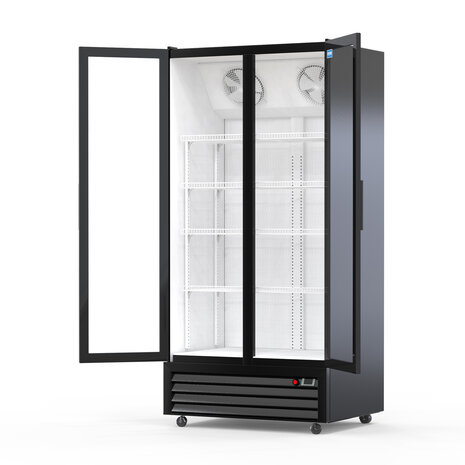 SIBERO Horeca Display Koelkast 750L – 2 Deurs – Geventileerde Koeling – Glasdeuren – Zwart Buiten / Wit Binnen – 1120×590×1995 mm SIBERO Horeca Display Koelkast 750L – 2 Deurs – Geventileerde Koeling – Glasdeuren – Zwart Buiten / Wit Binnen – 1120×590×1995 mm