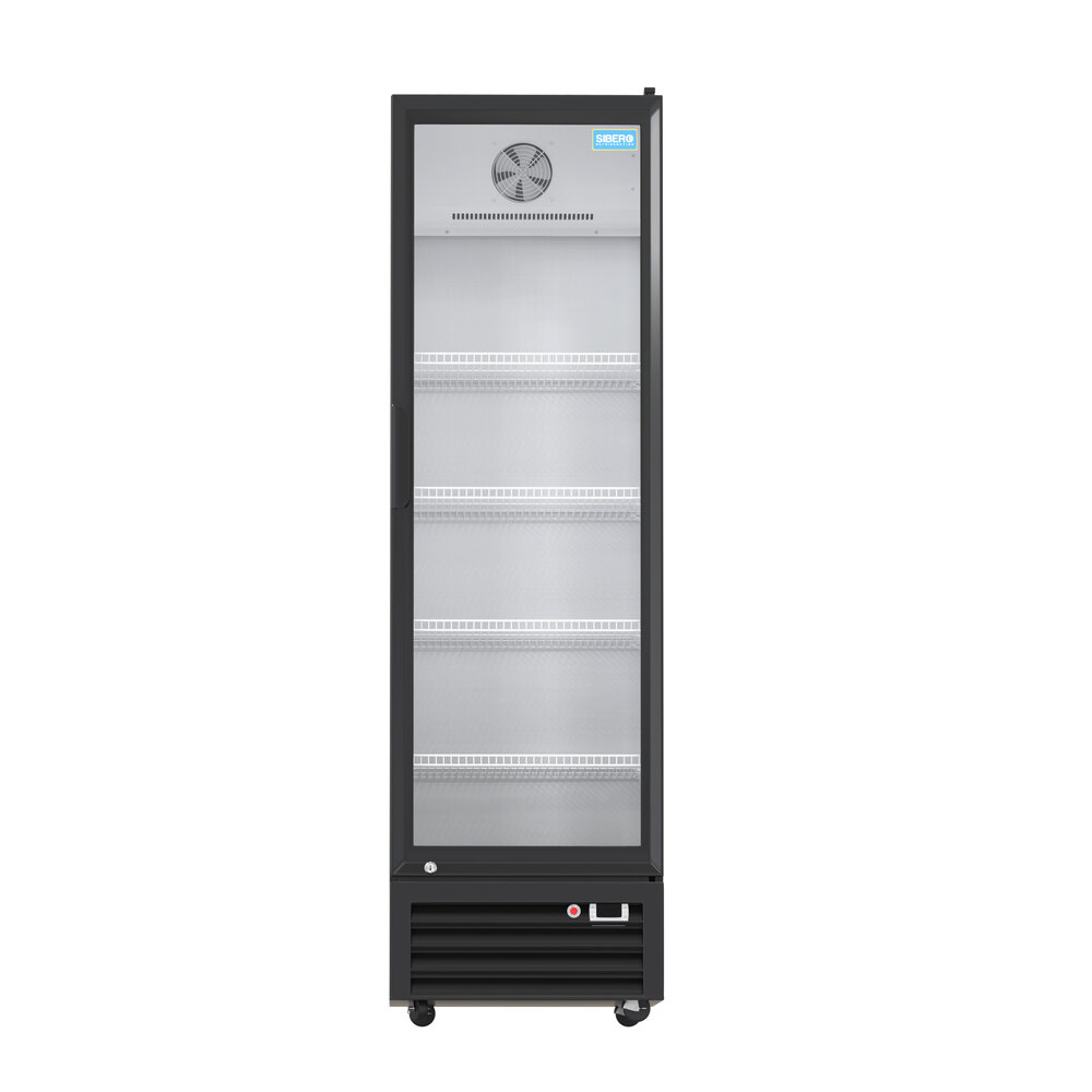 SIBERO 360 Liter 1-Deurs Geventileerde Horeca Koelkast – Glasdeur – Wit Interieur & Zwart Exterieur – 580x606x1980mm SIBERO 360 Liter 1-Deurs Geventileerde Horeca Koelkast – Glasdeur – Wit Interieur & Zwart Exterieur – 580x606x1980mm