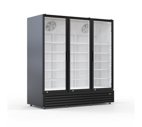 SIBERO Horeca Koelkast 1200L – 3 Deurs – Glasdeuren – Zwart