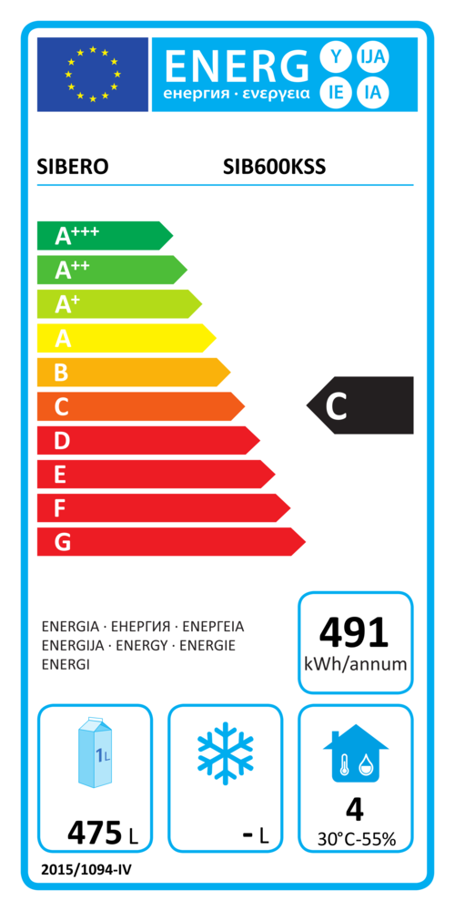 SIBERO RVS Koelkast - 1 Deur - 600 Liter - 775X735X1870(h)mm SIBERO RVS Koelkast - 1 Deur - 600 Liter - 775X735X1870(h)mm