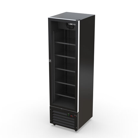 SIBERO Luxe Display Koelkast 380L – 1 Deurs – Geforceerde Koeling – Glasdeur – Zwart – 540×580×1900 mm SIBERO Luxe Display Koelkast 380L – 1 Deurs – Geforceerde Koeling – Glasdeur – Zwart – 540×580×1900 mm
