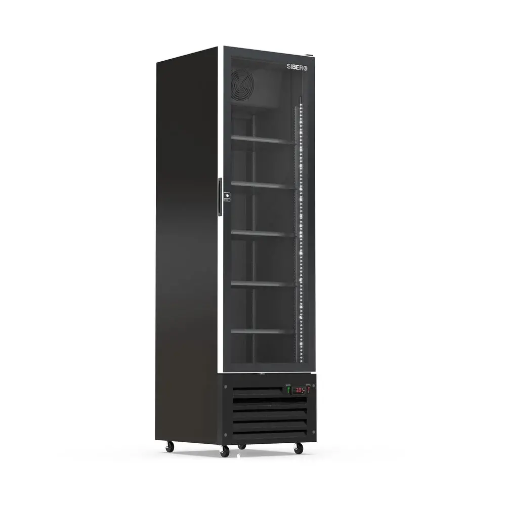 ''Lichte schade'' Luxe Display Koelkast – 1-Deurs – Geforceerde Koeling – Glasdeur – Zwart Interieur & Exterieur – 540x580x1900mm