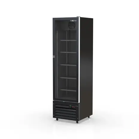 ''Lichte schade'' Luxe Display Koelkast – 1-Deurs – Geforceerde Koeling – Glasdeur – Zwart Interieur & Exterieur – 540x580x1900mm