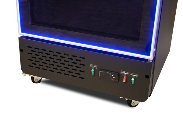 SIBERO Zwarte Horeca Koelkast 380 Liter met Glasdeur en Blauwe LED – Digitaal Temperatuurdisplay