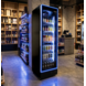 SIBERO Zwarte Horeca Koelkast 380 Liter met Glasdeur en Blauwe LED – Digitaal Temperatuurdisplay