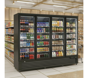 SIBERO Display Koelkast 2159L – 4 Deurs – Glasdeuren – Zwart SIBERO Display Koelkast 2159L – 4 Deurs – Glasdeuren – Zwart