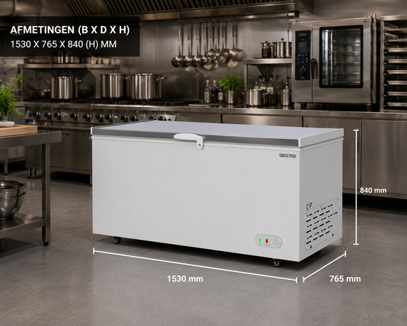 SIBERO RVS Vrieskist 550L – Professionele Horeca Diepvrieskist – RVS Deksel – 1530×765×840 mm SIBERO RVS Vrieskist 550L – Professionele Horeca Diepvrieskist – RVS Deksel – 1530×765×840 mm