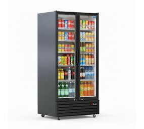 SIBERO Horeca Koelkast 750L – 2 Deurs – Glasdeuren – Zwart