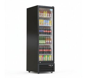 SIBERO Horeca Koelkast 360L – 1 Deurs – Glasdeur – Zwart