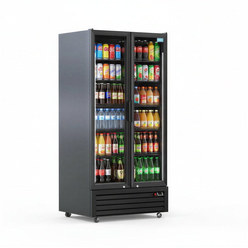 SIBERO Horeca Display Koelkast 750L – 2 Deurs – Geventileerde Koeling – Glasdeuren – Zwart (Binnen & Buiten) – 1120×590×1995 mm SIBERO Horeca Display Koelkast 750L – 2 Deurs – Geventileerde Koeling – Glasdeuren – Zwart (Binnen & Buiten) – 1120×590×1995 mm