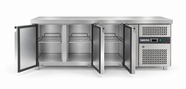 SIBERO RVS Koelwerkbank 3-Deurs – 465 Liter – Werkblad 1795 x 700 mm – Dixell-Thermostaat – Professionele Horeca