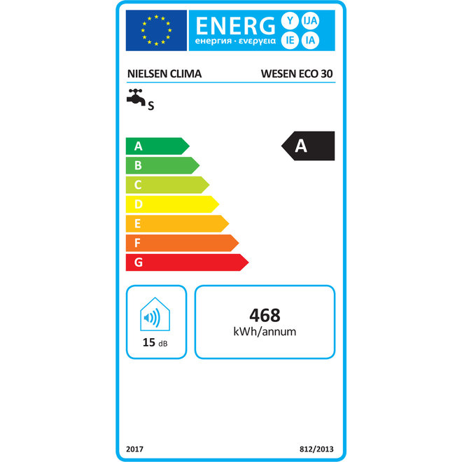 Verticale elektrische boiler 30L, FLAT model, 2 kW