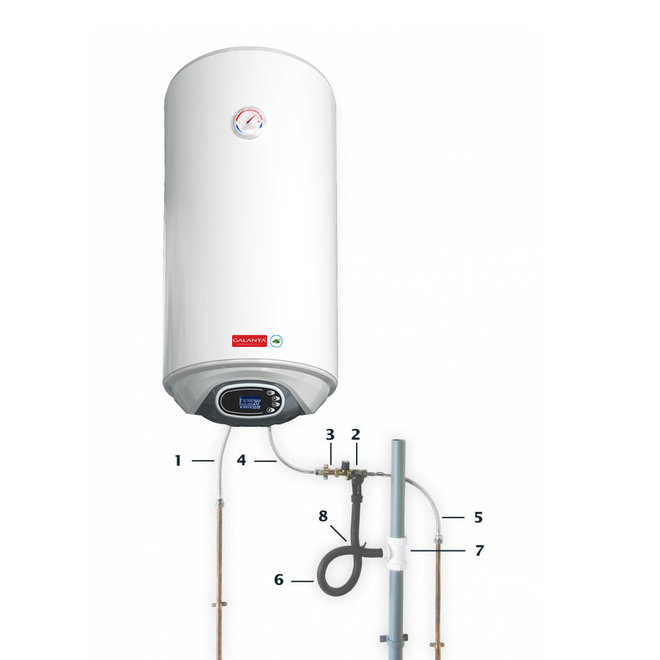 Verticale elektrische boiler 50L, 2kW, met digitale bediening