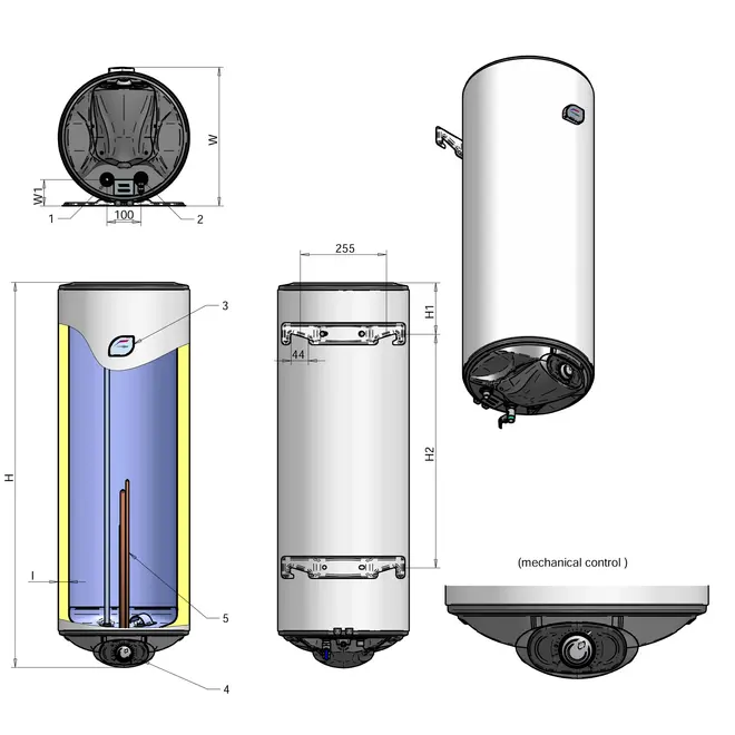 Elektrische campingboiler 80L, 2x 1000 Watt