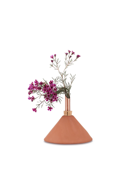 Glass Vase Triangle - Terracotta Large