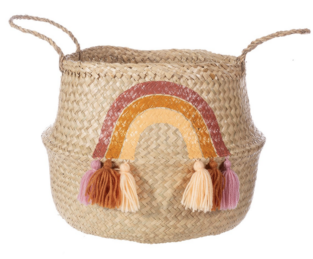 Rainbow Wicker Basket - Sass & Belle-1