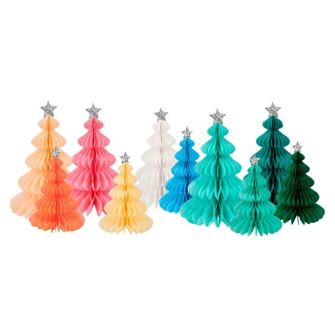 Honeycomb Christmas Trees Rainbow - Meri Meri-1