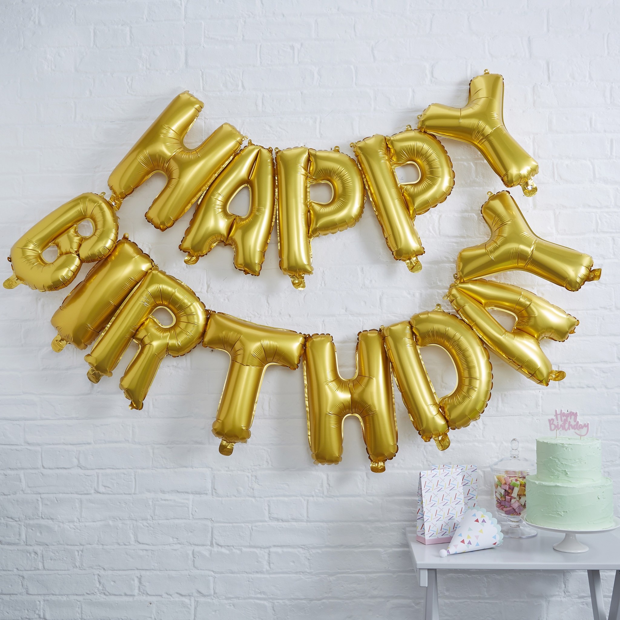 Golden Balloon Garland 'Happy Birthday' - Ginger Ray-2