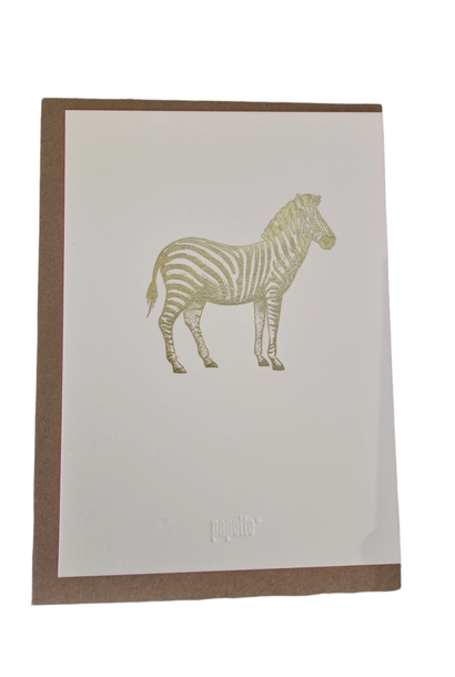 Wenskaart Zebra Goud