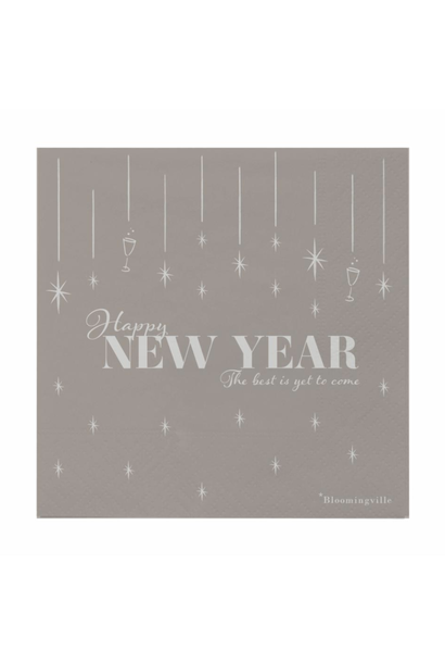 Napkins 'Happy New Year' Grey