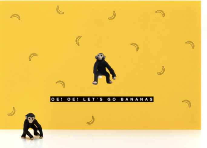 ik heb honger Maken Ordelijk Leuke Kaartjes - Kaart Let's go bananas - Atelier Olala - Atelier Olala