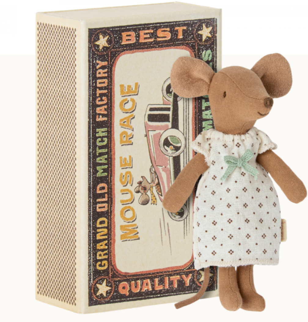 Big Sister Mouse In Matchbox Brown - Maileg-2