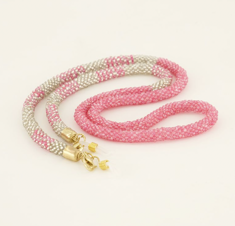 Zonnebrilkoord Gekleurde Kralen Wit - My Jewellery-2