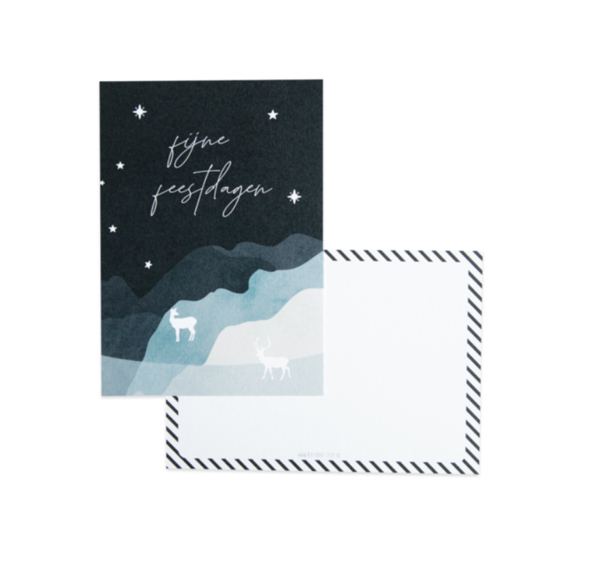Wenskaart Fijne Feestdagen Blauw - Studio Steef-1