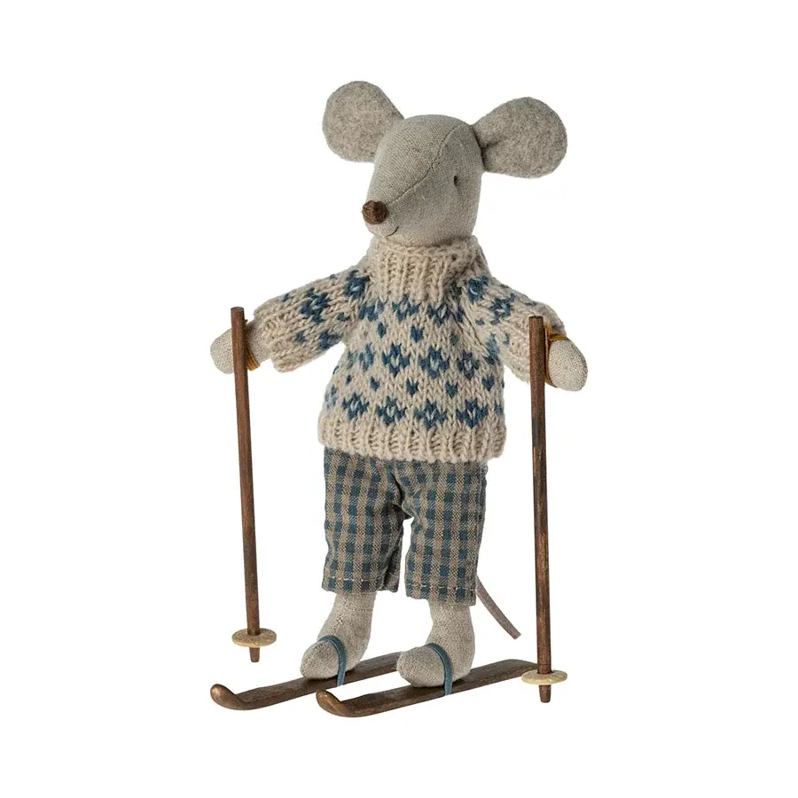 Winter Mouse With Ski Set - Dad - Maileg-1