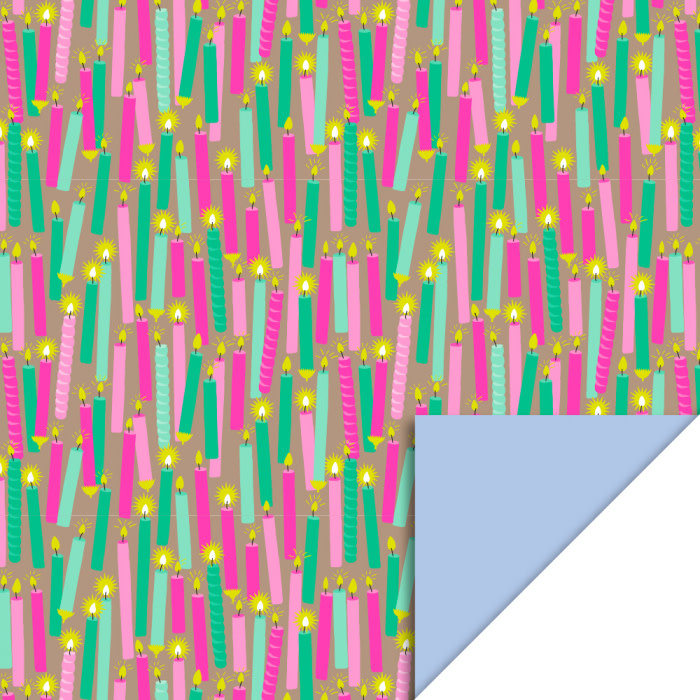 Dubbelzijdig Inpakpapier - Candles Taupe - Blue-1