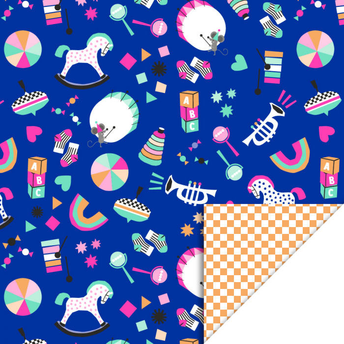 Dubbelzijdig Inpakpapier - Toy Story Bright - Check Orange-1