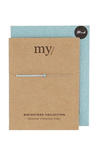 Birthstone Bracelet March Silver