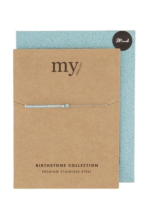 Birthstone Bracelet March Silver - My Jewellery-1