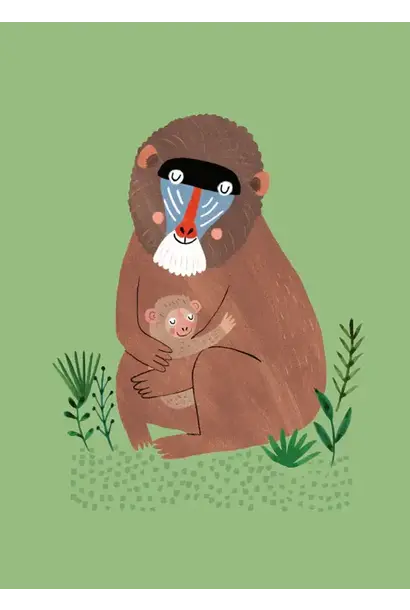 Card Mother Monkey with Baby