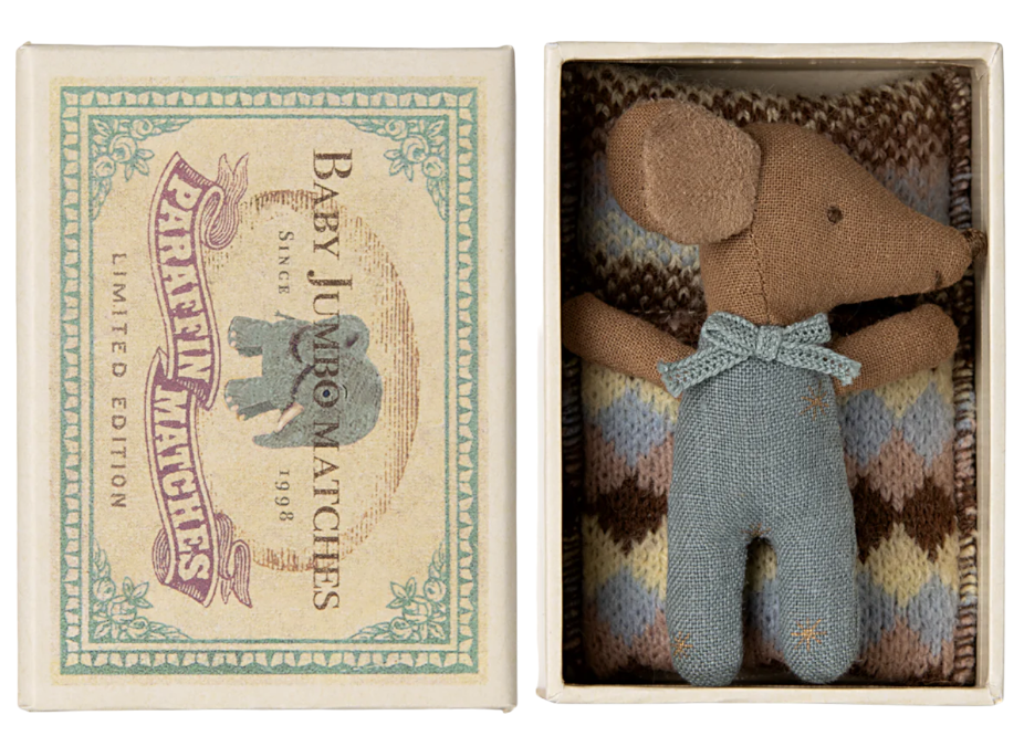 Sleepy Wakey Baby Mouse Blue - Maileg-1