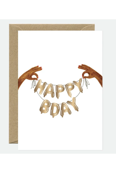 Wenskaart Happy Birthday Ballonnen