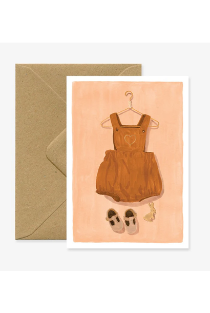 Wenskaart Overall Cognac Baby