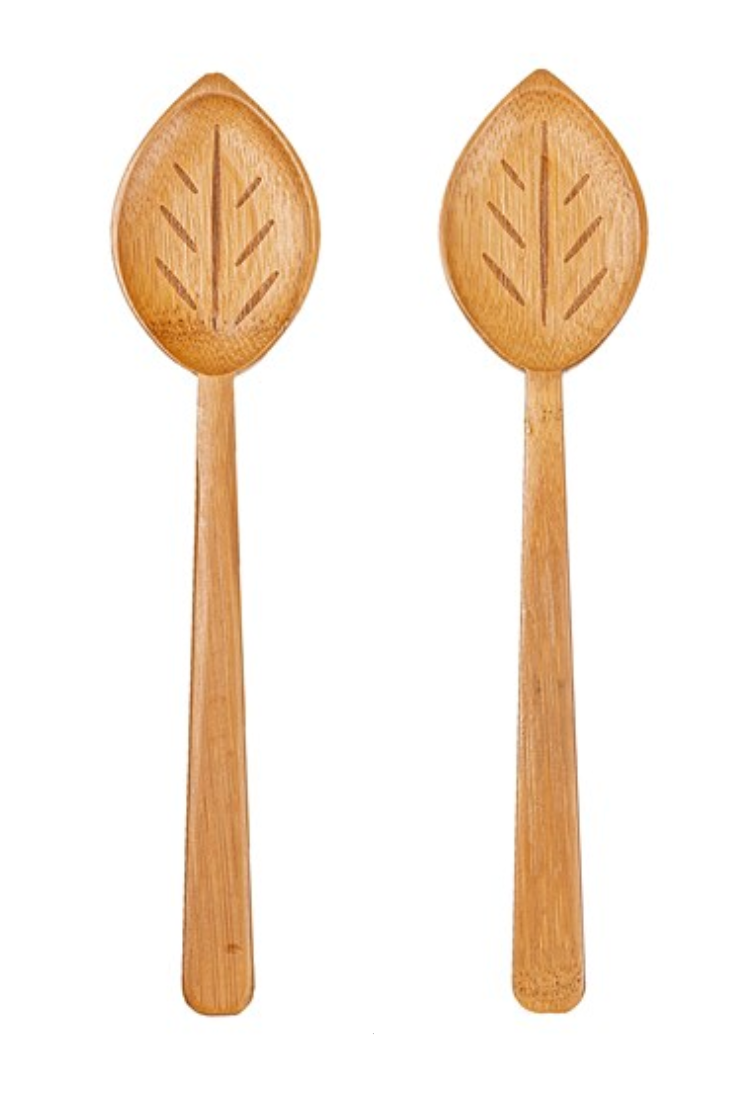 Leaf Bamboo Salad Servers- Sass & Belle-1