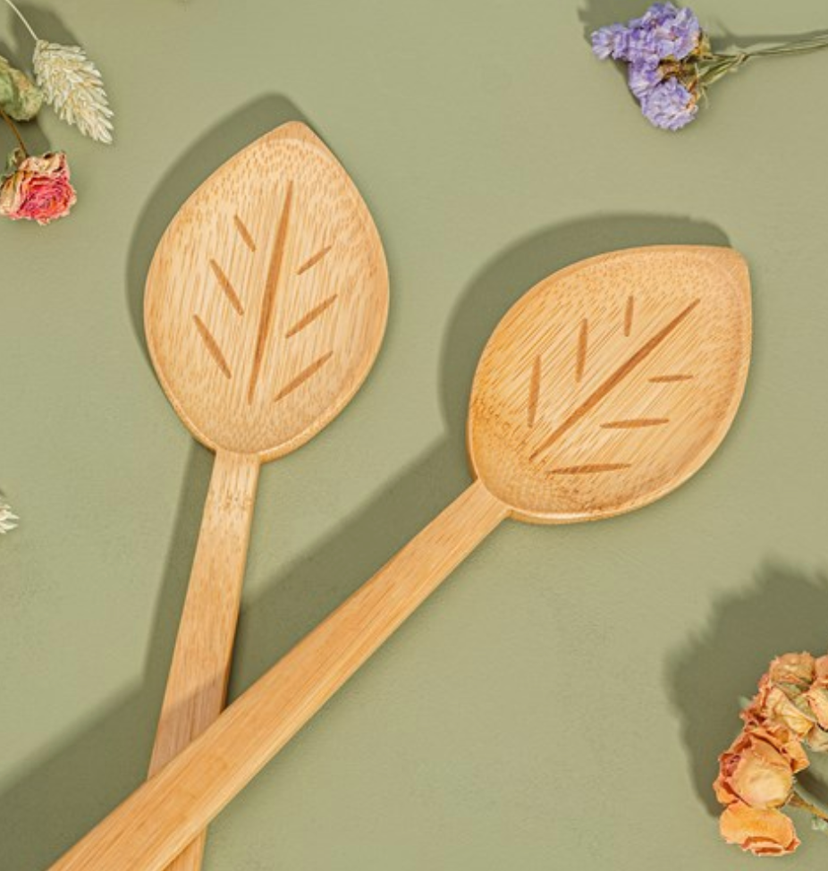 Leaf Bamboo Salad Servers- Sass & Belle-2