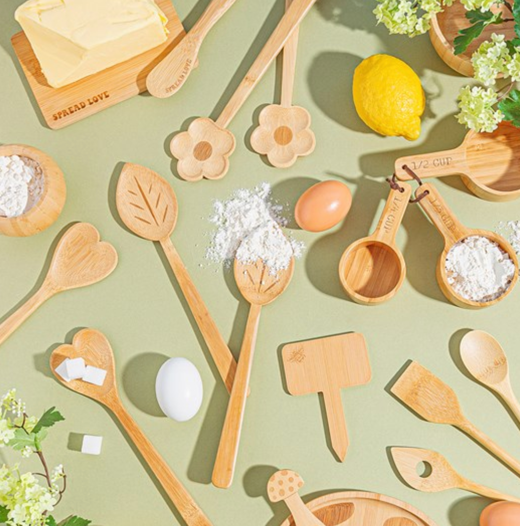 Leaf Bamboo Salad Servers- Sass & Belle-3