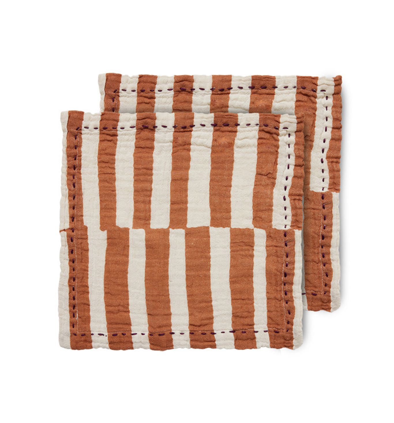 Cotton Napkins Striped Tangerine - HK Living-1