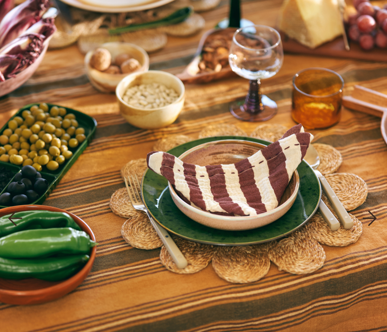 Cotton napkins striped burgundy set of 2 - HK Living-2