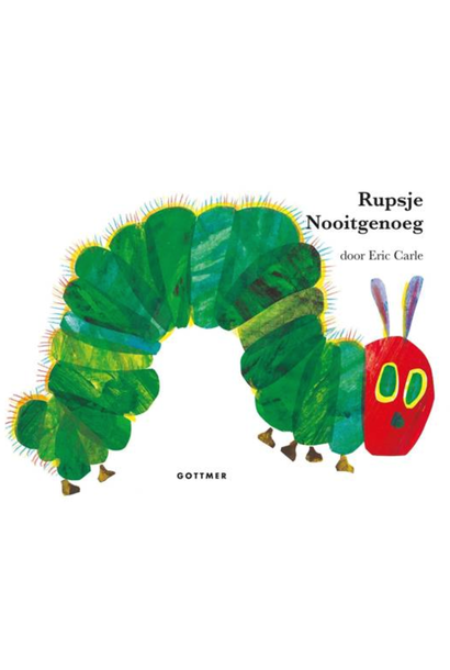 Rupsje Nooitgenoeg met pluchen rups