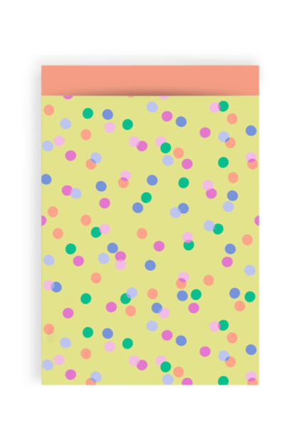 Zakje Vlak Confetti Yellow -  Salmon 17x25cm