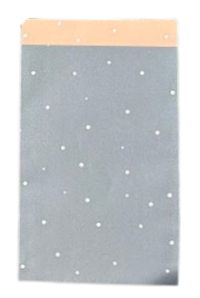 Zakje Vlak Grijs - Zalm Dots 12x19cm